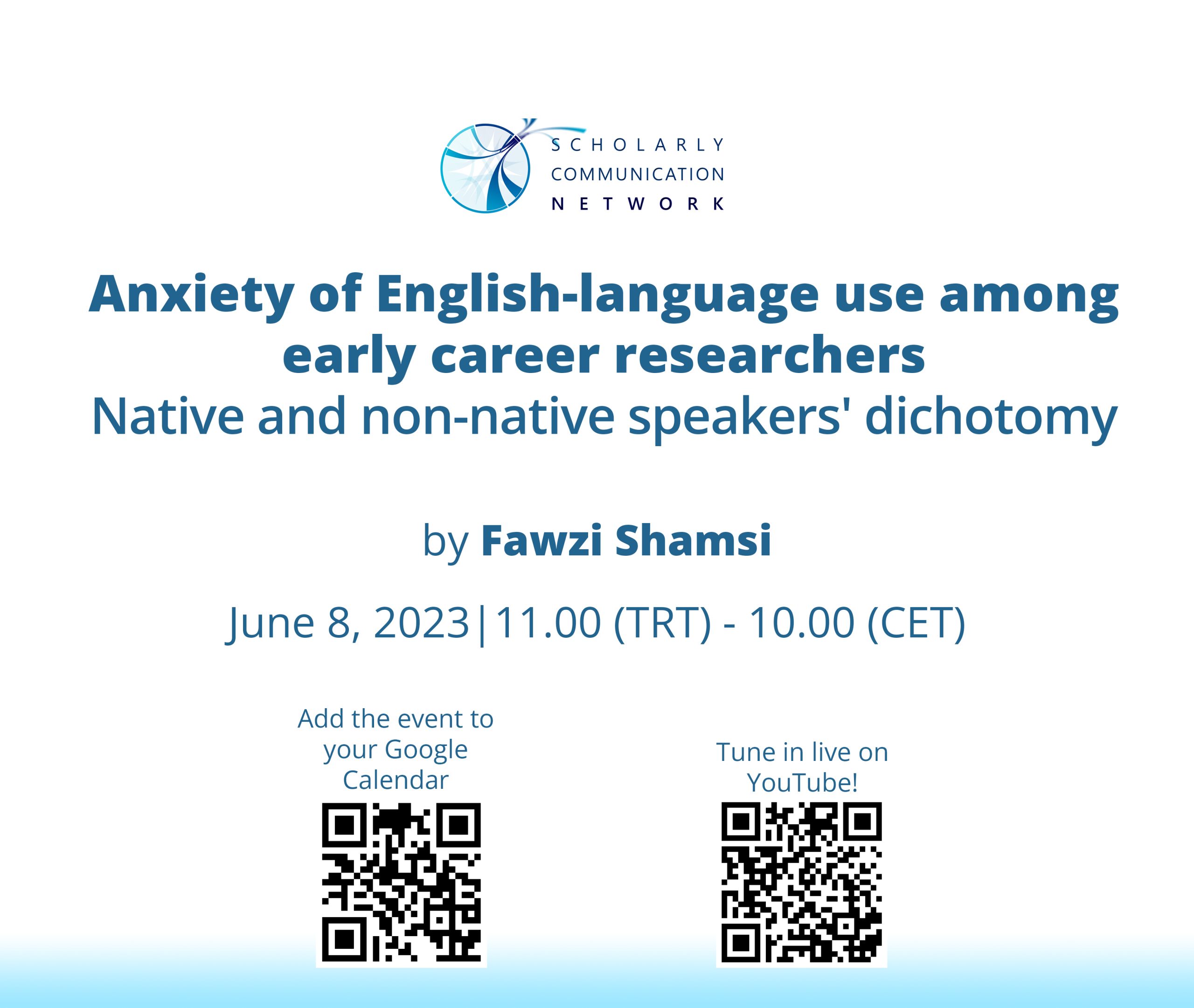 Seminar on English language anxiety among early career researchers